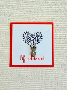 *KEEP-IT Necklace Charm* Retired KEEP COLLECTIVE Silver Double Hearts